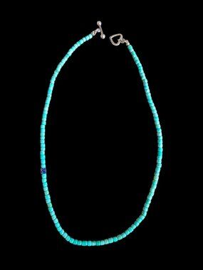 925 Sterling Silver Clasp Turquoise 2mm Beaded And Blue Lapis Accent 16"